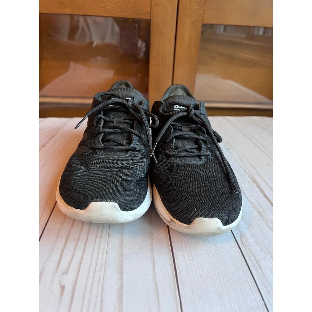 Adidas Cloudfoam QT Flex Womens Lightweight Knit Mesh Sneakers Black White 8.5